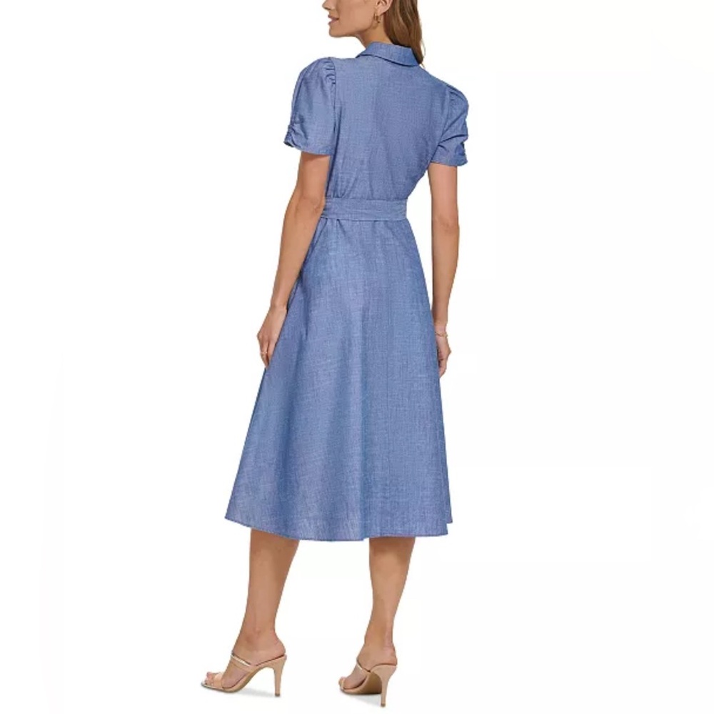 NWT DKNY Women's Ruched-Sleeve Belted Shirtdress - Picture 2 of 15